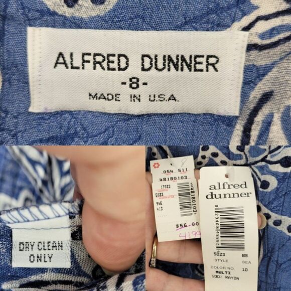 Vtg 80's Alfred Dunner Cardigan Coverup Open Front Paisley Print Blue Sz M - Picture 4 of 9